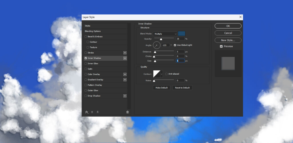cloud tutorial: Inner Shadow