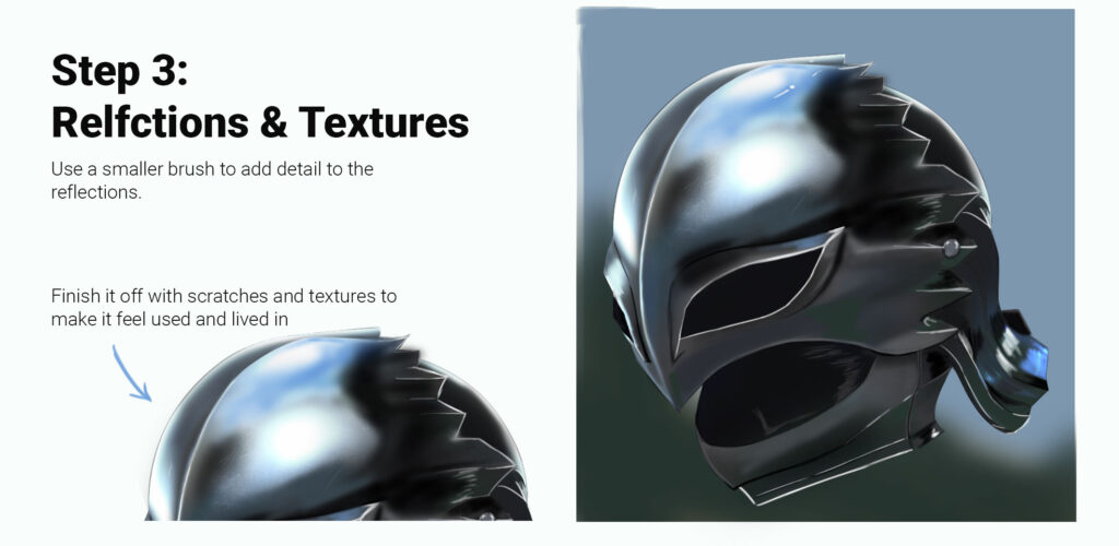how to draw realistic metal step 3