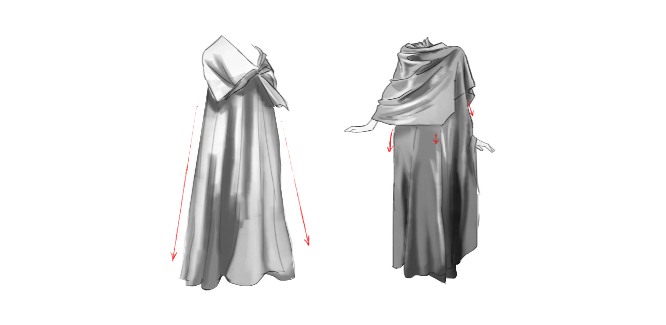 Illustration of Drop or Flying Folds