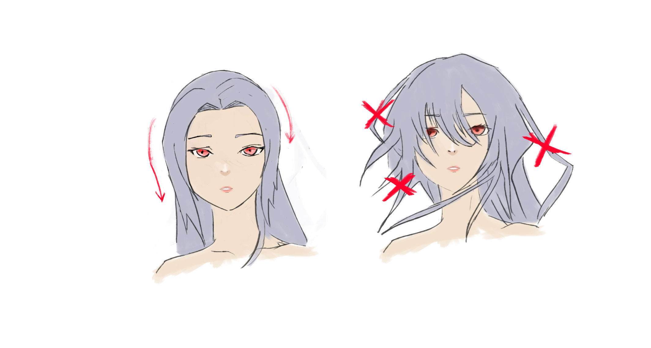 How to draw anime hair: Sketch the flow