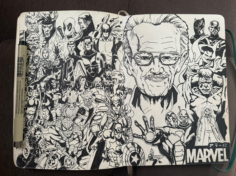 Stan lee: Marvel drawing by allard lavaritte