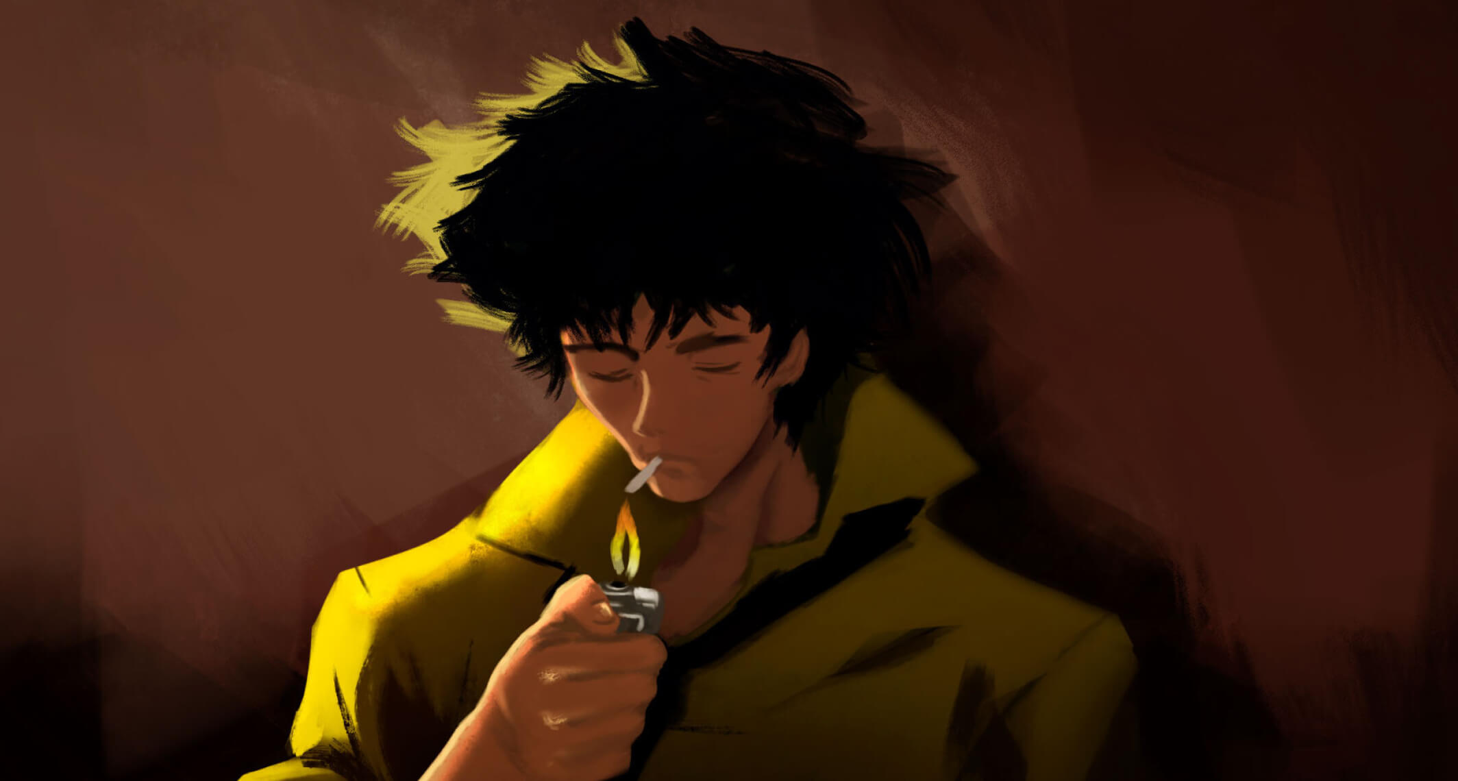 image of an anime character lighting a cigarette