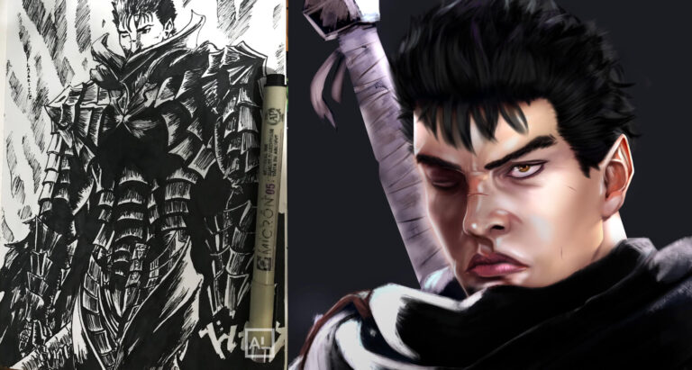 An image of Guts in Digital art v Traditional Art
