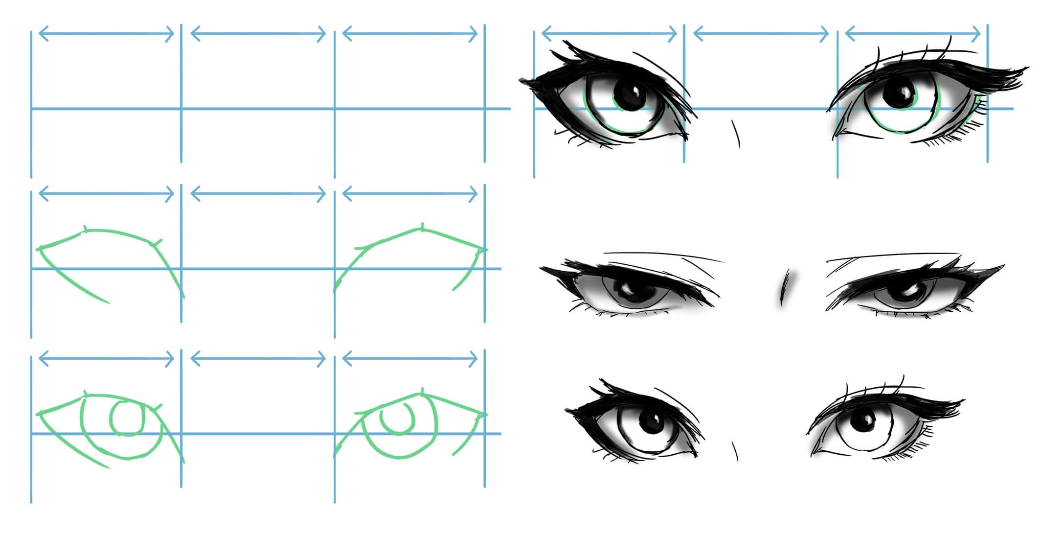 How to Draw Anime Eyes (Step-by-Step Guide for Beginners) 7 Eye spacing