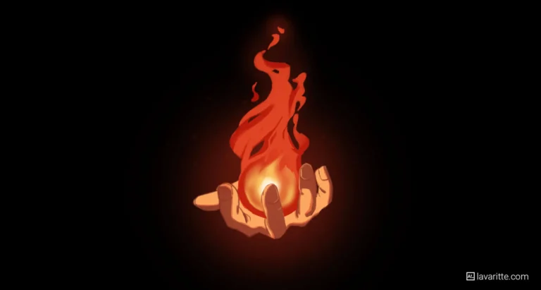 a hand with a hot fire