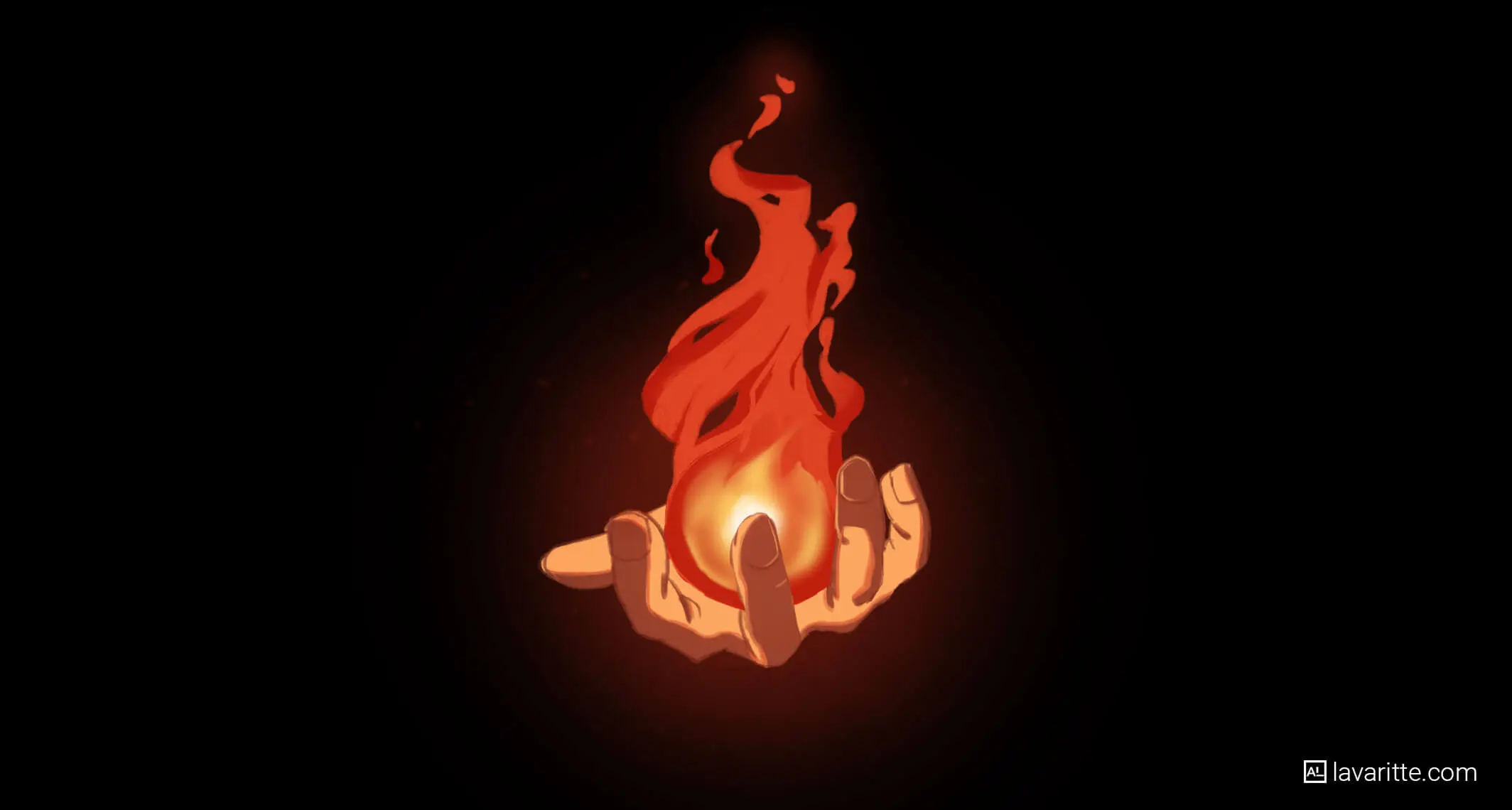 a hand with a hot fire
